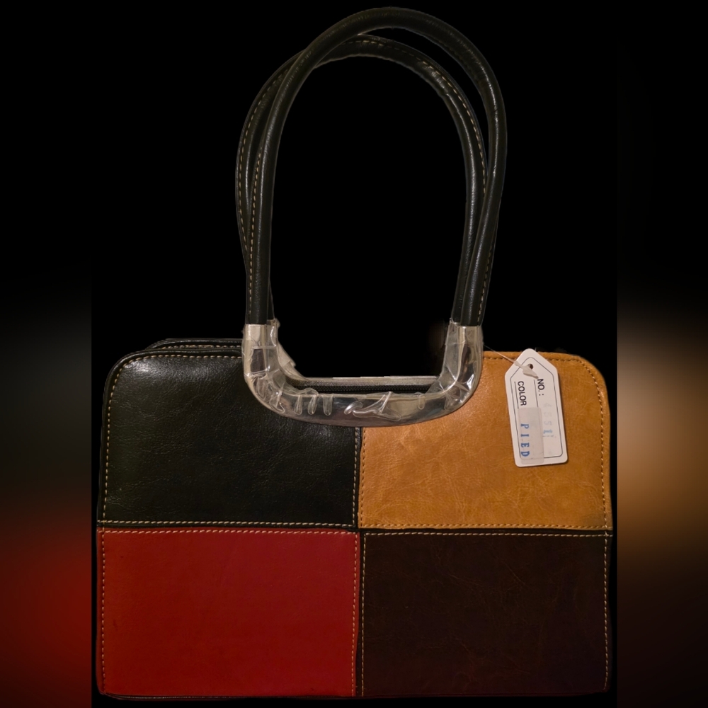 Colorblock Vegan Leather Tote Bag - Picture 1 of 4